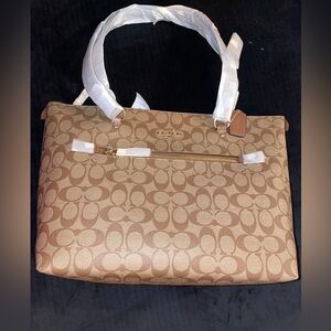 Coach Gallery Tote Bag In Signature Canvas Khaki Saddle-BRAND NEW-Rare